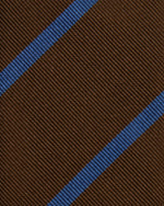 Load image into Gallery viewer, Silk Woven Tie in Brown/Blue Bar Stripe