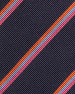 Load image into Gallery viewer, Silk Woven Tie in Navy/Orange/Peri Multi Stripe