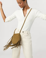 Load image into Gallery viewer, Fringed Polly Crossbody Bag in Tobacco Suede