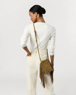 Load image into Gallery viewer, Fringed Polly Crossbody Bag in Tobacco Suede