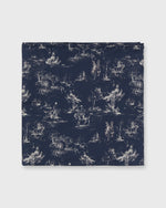Load image into Gallery viewer, Cotton Print Pocket Square in Navy/Bone Country Print Poplin