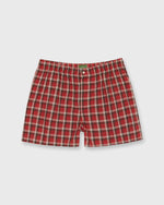 Load image into Gallery viewer, Button-Front Boxer Short in Red/Grey Plaid Poplin
