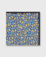 Load image into Gallery viewer, Medium Hand-Rolled Silk Scarf in Navy/Marigold/Sage Floral