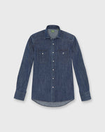 Load image into Gallery viewer, Western Work Shirt in Medium Wash Indigo Lightweight Denim