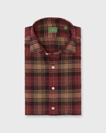 Load image into Gallery viewer, Spread Collar Sport Shirt in Red/Brown/Yellow Plaid Flannel
