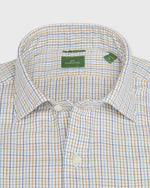 Load image into Gallery viewer, Slim-Fit Spread Collar Sport Shirt in Olive/Ochre/Blue Tattersall Twill