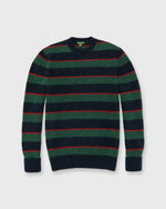 Load image into Gallery viewer, Crewneck Sweater in Green/Red/Navy Stripe Brushed Alpaca