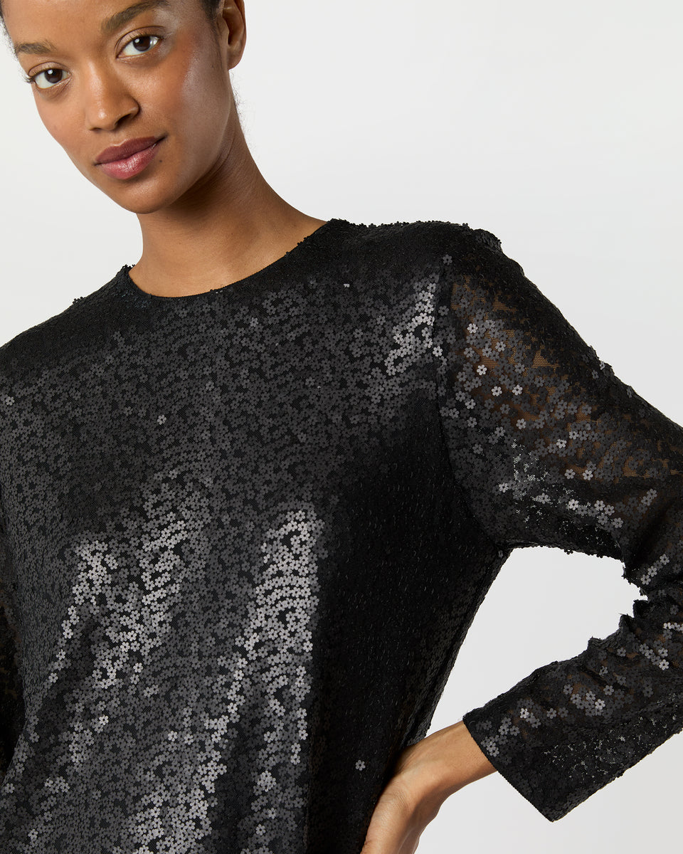 Katie Dress in Black Floral Sequin Mesh | Shop Ann Mashburn