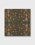 Load image into Gallery viewer, Wool/Silk Pocket Square in Green/Yellow/Blue Birds