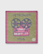 Load image into Gallery viewer, Cotton Cashmere Printed Pocket Square in Green/Pink Reel-to-Reel
