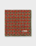Load image into Gallery viewer, Wool/Silk Pocket Square in Tomato/Olive/Bone Square