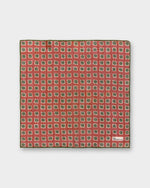 Load image into Gallery viewer, Wool/Silk Pocket Square in Tomato/Olive/Bone Square