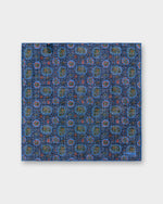 Load image into Gallery viewer, Wool/Silk Pocket Square in Navy/Green/Orange Paisley
