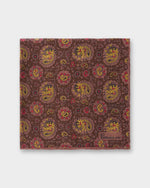 Load image into Gallery viewer, Wool/Silk Pocket Square in Brown/Yellow/Orange Paisley