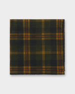 Load image into Gallery viewer, Wool/Silk Pocket Square in Midnight/Gold/Orange Plaid