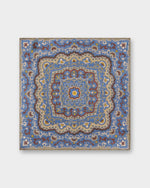 Load image into Gallery viewer, Wool/Silk Pocket Square in Olive/Blue Mosaic