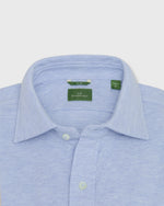 Load image into Gallery viewer, Knit Slim Fit Spread Collar Shirt in Heather Pale Blue Pique