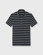 Load image into Gallery viewer, Short-Sleeved Polo in Navy/Peach/Green Stripe Pima Pique
