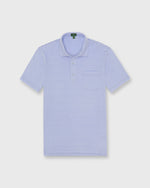 Load image into Gallery viewer, Short-Sleeved Polo in Light Blue/White Stripe Pima Jersey