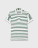 Load image into Gallery viewer, Court Polo in White/Heather Green Stripe Pima Pique
