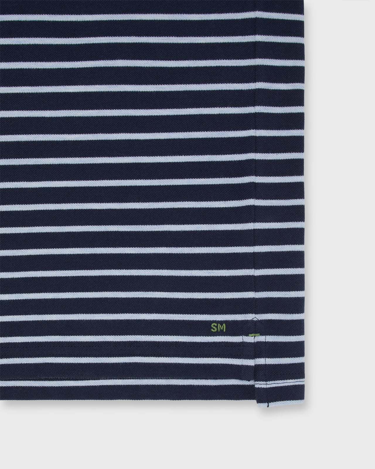 Court Polo in Navy/Heather Pale Blue Stripe Pima Pique