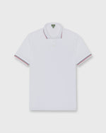 Load image into Gallery viewer, Court Polo in White/Navy/Red Pima Pique