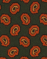 Load image into Gallery viewer, Silk Print Tie in Green/Orange/Apricot Paisley