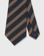 Load image into Gallery viewer, Irish Poplin Tie in Navy/Orange/Cadet Stripe