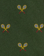 Load image into Gallery viewer, Silk Club Tie in Forest/Yellow Racket