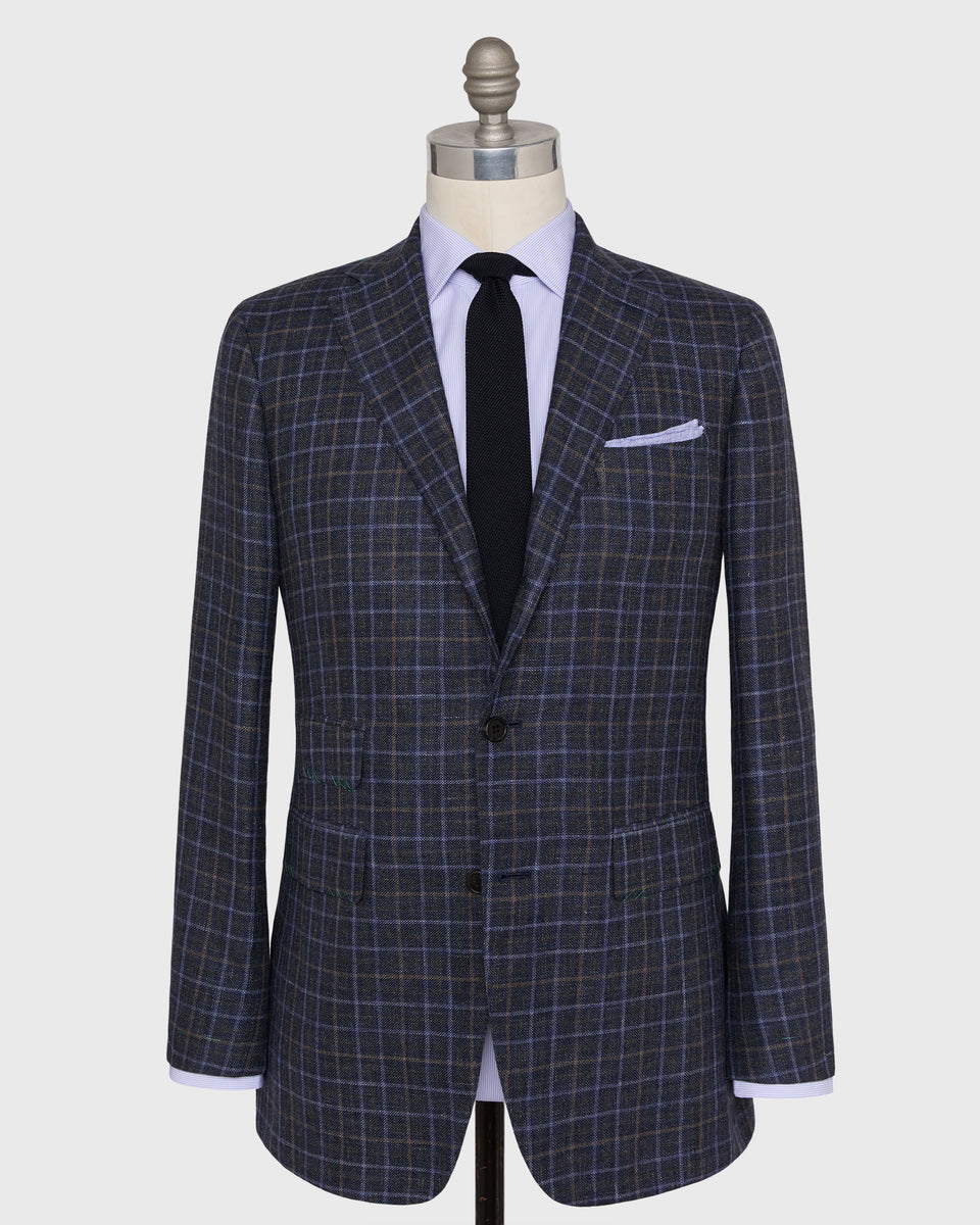 Virgil No. 3 Jacket in Blue/Charcoal/Mocha Plaid Hopsack | Shop