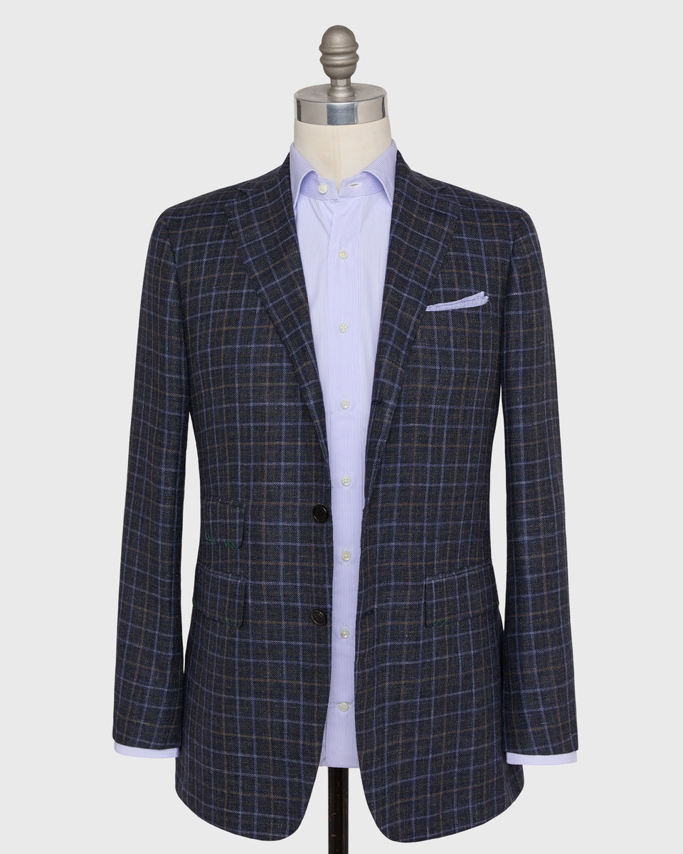 Virgil No. 3 Jacket in Blue/Charcoal/Mocha Plaid Hopsack | Shop