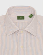 Load image into Gallery viewer, Spread Collar Dress Shirt in Coral/Sky/Brown Hairline Stripe Poplin
