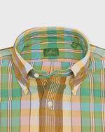 Load image into Gallery viewer, Button-Down Sport Shirt in Mango/Green/Brown Madras
