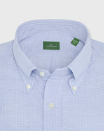 Load image into Gallery viewer, Short-Sleeved Button-Down Popover Sport Shirt in Blue Seersucker Chambray
