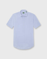 Load image into Gallery viewer, Short-Sleeved Button-Down Popover Sport Shirt in Blue Seersucker Chambray