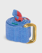 Load image into Gallery viewer, Hand-Loomed D-Ring Belt in Blue Tribal
