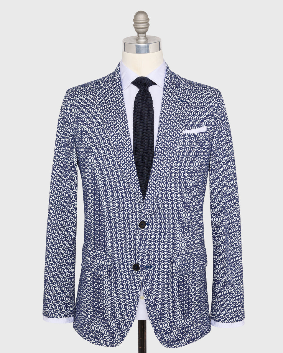 Butcher Jacket in Navy/Bone Jacquard | Shop Sid Mashburn