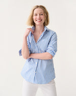 Load image into Gallery viewer, Sidney Shirt in Blue/White Awning Stripe Poplin