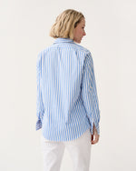 Load image into Gallery viewer, Sidney Shirt in Blue/White Awning Stripe Poplin