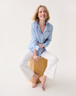 Load image into Gallery viewer, Sidney Shirt in Blue/White Awning Stripe Poplin