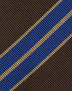 Load image into Gallery viewer, Silk Woven Tie in Brown/Purple/Khaki Stripe
