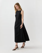 Load image into Gallery viewer, Rosalind Dress in Black Cotton/Nylon Poplin