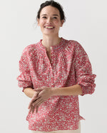 Load image into Gallery viewer, Christine Smocking Top in Red Lizzy Liberty Fabric