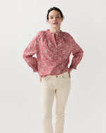 Load image into Gallery viewer, Christine Smocking Top in Red Lizzy Liberty Fabric