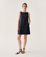 Load image into Gallery viewer, Madelyn Dress in Navy Stretch Cotolino
