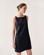 Load image into Gallery viewer, Madelyn Dress in Navy Stretch Cotolino