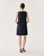 Load image into Gallery viewer, Madelyn Dress in Navy Stretch Cotolino