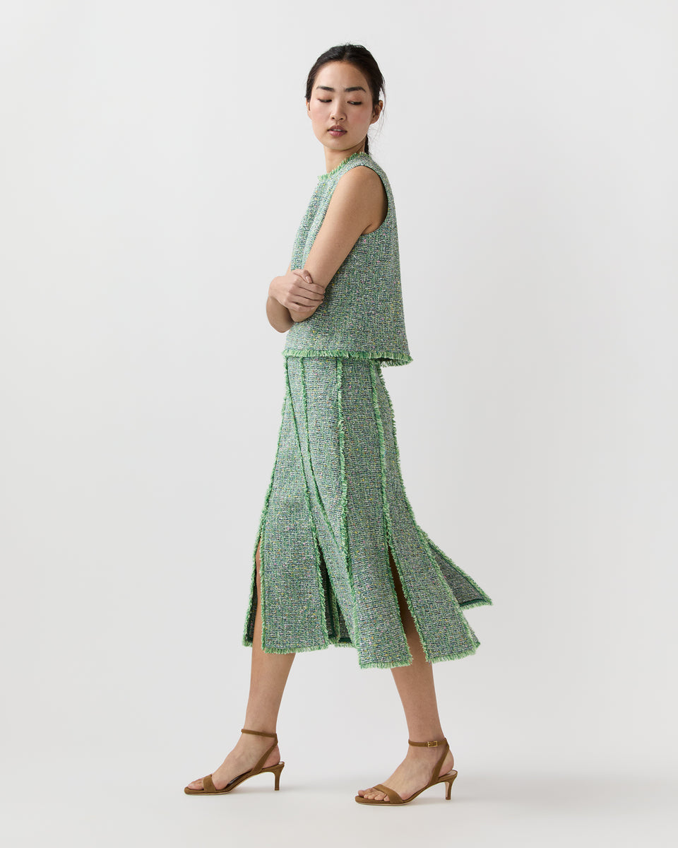 Kyle Skirt in Grass Speckled Tweed | Shop Ann Mashburn