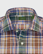 Load image into Gallery viewer, Otto Handmade Sport Shirt in Brown/Blue/Lavender Plaid Linen
