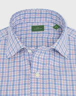 Load image into Gallery viewer, Spread Collar Sport Shirt in Blue Multi/Orange Check Poplin
